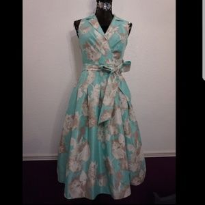 MovingSale!Jessica Howard Mint Floral Pin Up Dress
